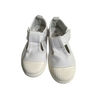 Chus Kids White Canvas Mary Jane T-Strap Sneakers EU 27 Hook Loop Designed Spain